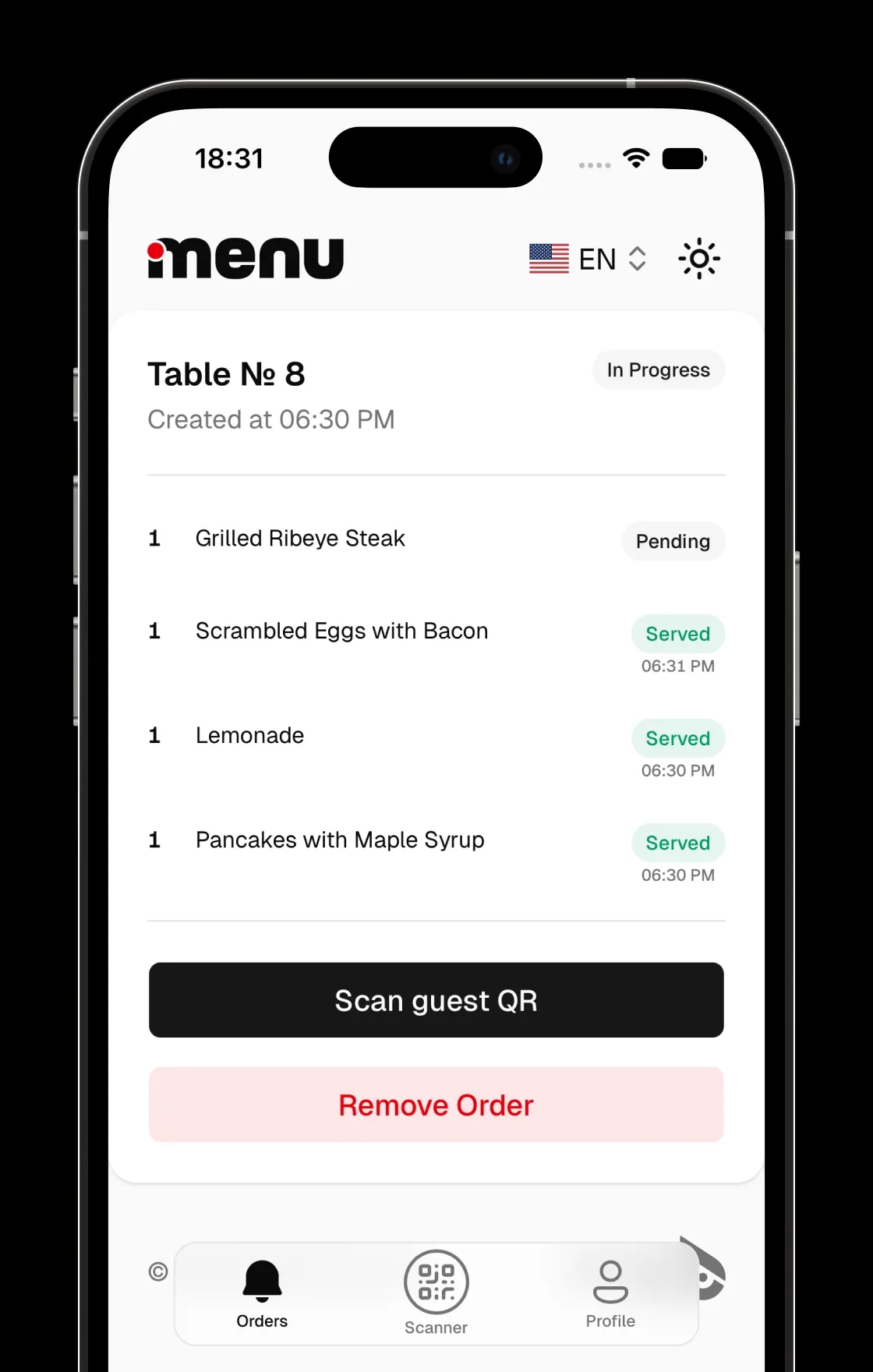 Digital Menu Scanner