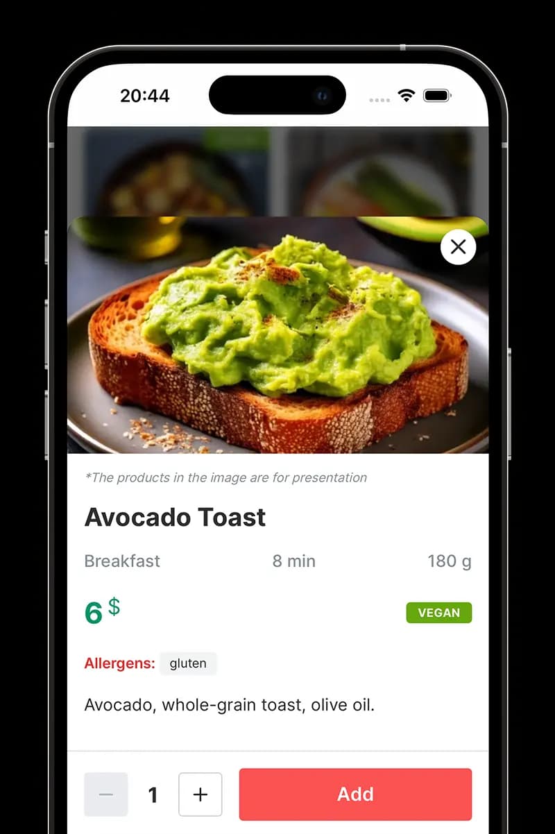 Digital Menu Dish View