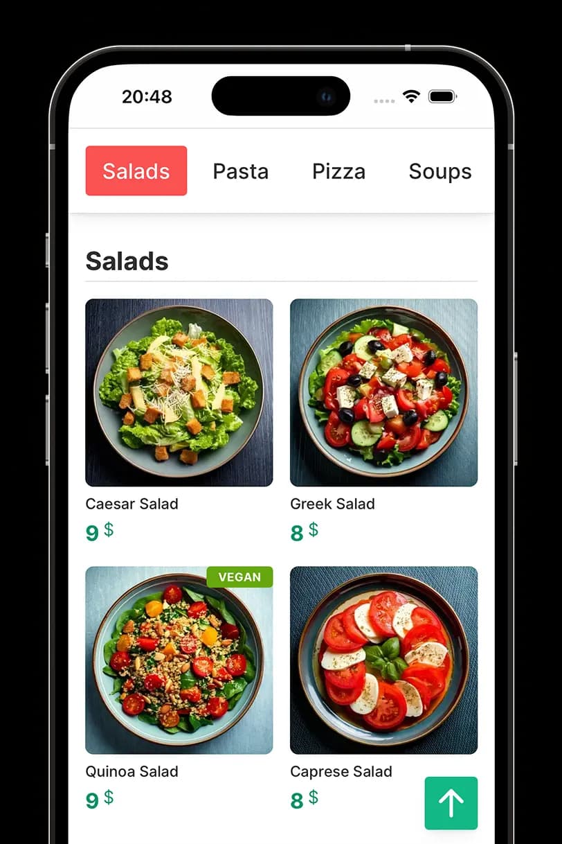 Digital Menu Dishes