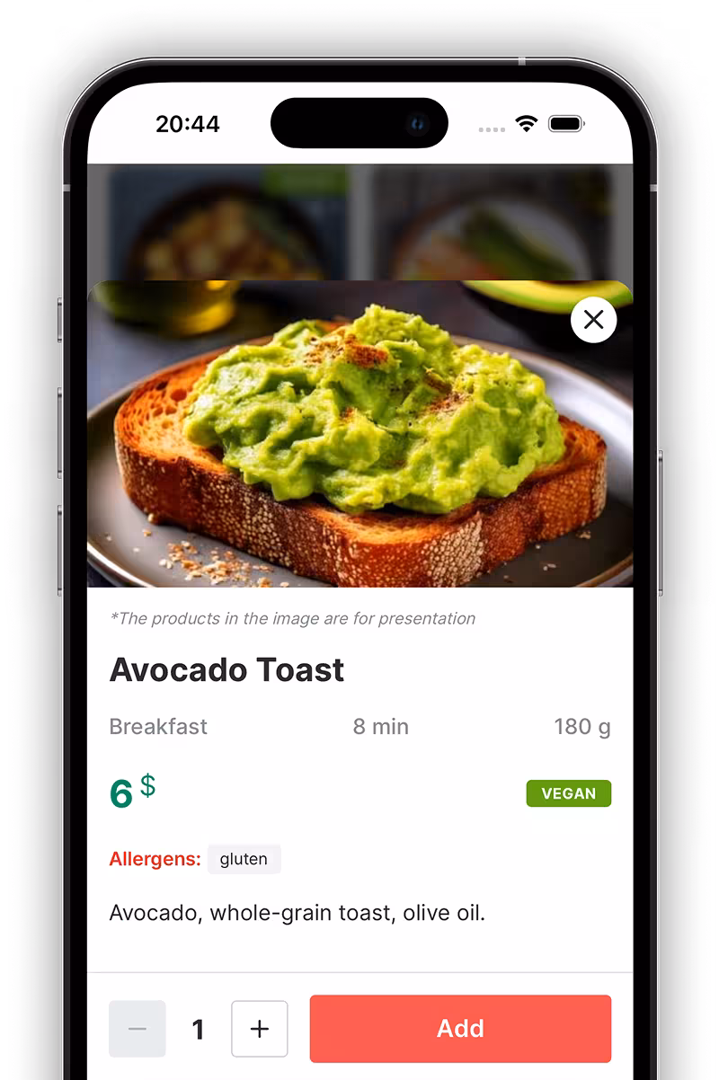 Digital Menu Dish View