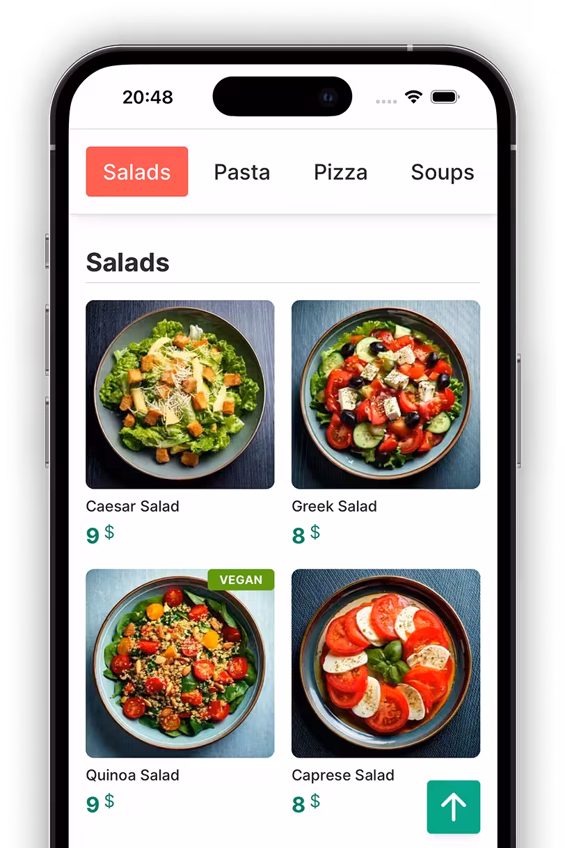 Digital Menu Dishes