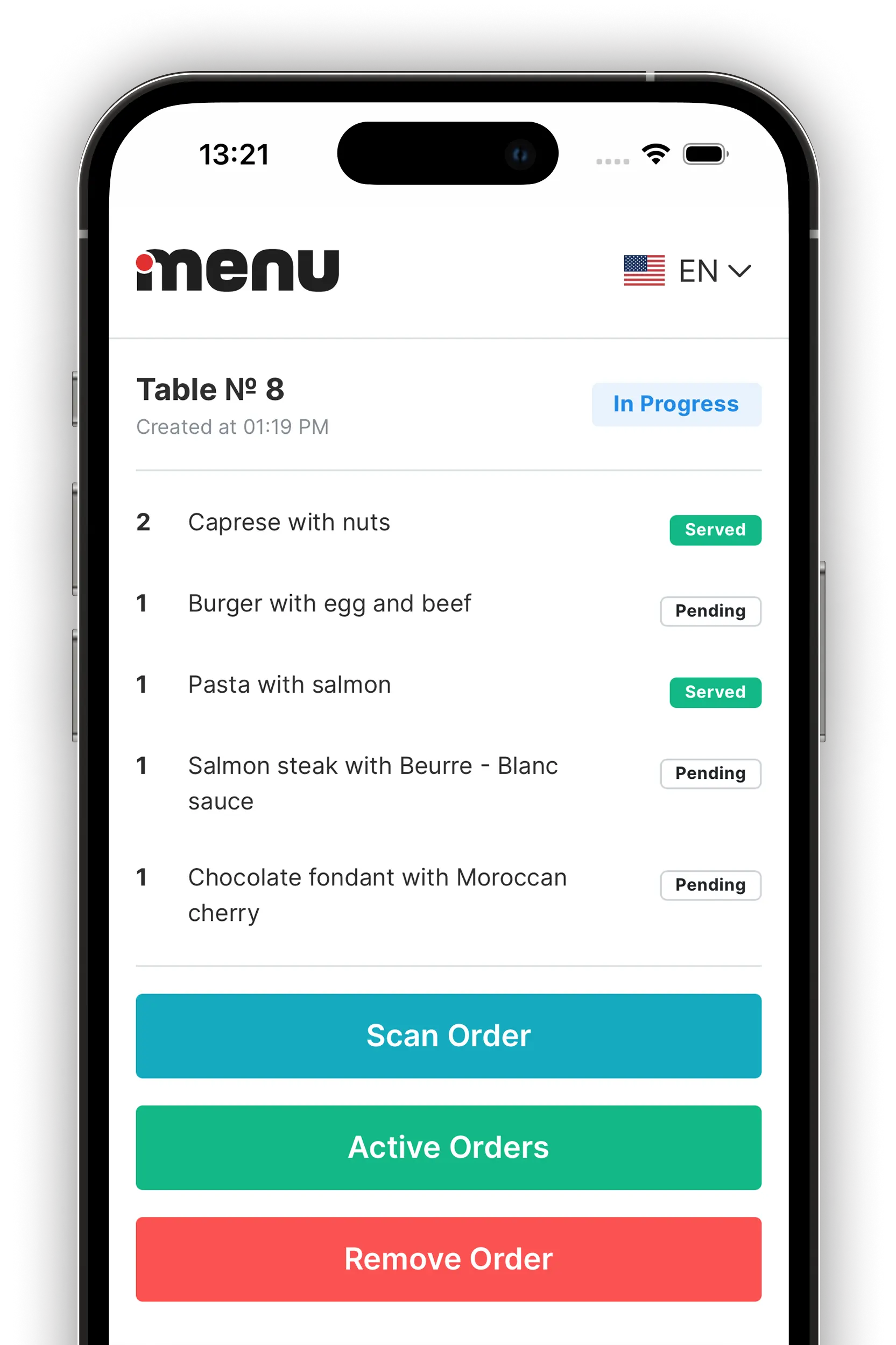 iMenu Order Scanner